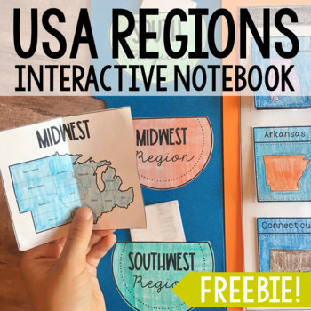 Preview of STATE REGIONS Interactive Notebook Pockets | Research Project Activity FREE
