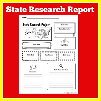 Preview of STATE REPORT TEMPLATE Research Project Graphic Organizer 1st 2nd 3rd 4th Grade