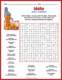 STATE SYMBOLS OF IDAHO Word Search Puzzle Worksheet Activity