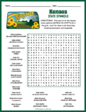 STATE SYMBOLS OF KANSAS Word Search Puzzle Worksheet Activity