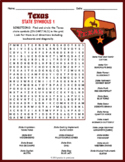 STATE SYMBOLS OF TEXAS Word Search Puzzle Worksheet Activity