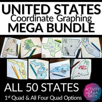 Preview of United States Coordinate Graphing Pictures BUNDLE All 50 States