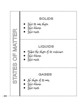 STATES Of MATTER Chart Foldable Sort Activity Assessment By Maria