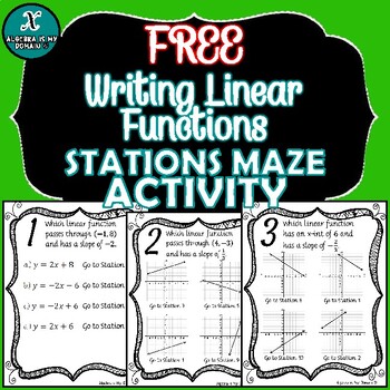 Preview of FREE - STATIONS MAZE ACTIVITY - Algebra - Writing Linear Functions