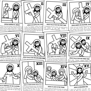 Catholic Coloring Pages - Stations of the Cross AND Lent Symbols - Bundle  of 36 - Lent Activity for Kids - Printable Coloring Pages - PDF
