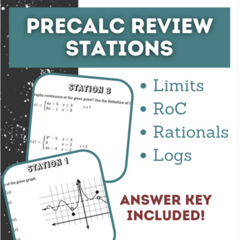Preview of STATIONS REVIEW: Limits, Rates of Change, & More!