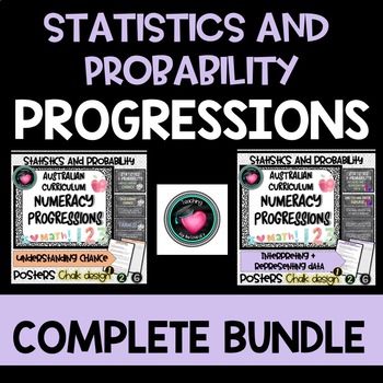 Preview of STATISTICS & PROBABILITY NUMERACY PROGRESSIONS POSTERS + CHECKLISTS BUNDLE