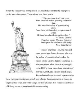 Preview of STATUE OF LIBERTY & POET EMMA LAZARUS: Info Text & Puzzle + Web Quest