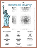 STATUE OF LIBERTY Word Search Puzzle Worksheet Activity