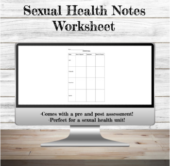 Preview of STD/STI Sexual Health Notes Worksheet w/ Pre/Post Assessment | Sexual Health