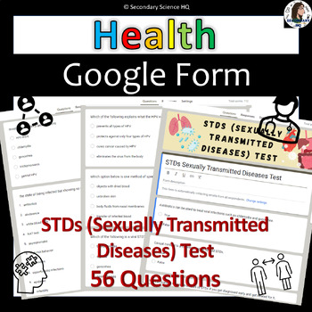 Preview of STDs Sexually Transmitted Diseases TEST | Health | Google Forms