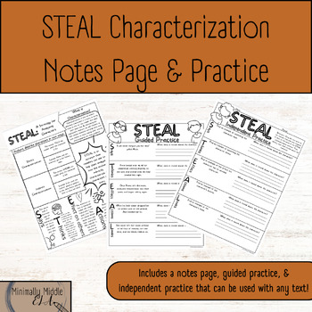 Preview of STEAL Characterization Notes Page & Practice