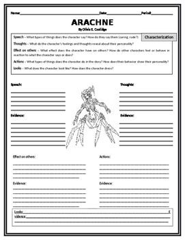 STEAL characterization worksheet for Arachne by MrDoyleELA | TpT
