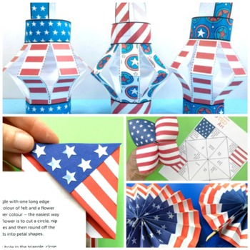 Preview of STEAM American Flag Activities x 5 - Memorial Day, 4th July, Flag Day