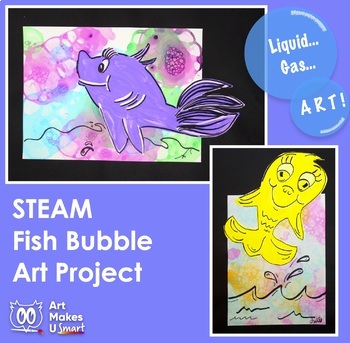 Preview of STEAM Art Project Seuss Inspired Bubble Fish Digital Lesson Plan