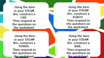 Preview of STEAM Bin Task Cards and Bin Labels EDITABLE!!!