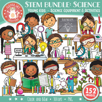 Preview of STEM Clip Art Bundle: Young Kids & Science