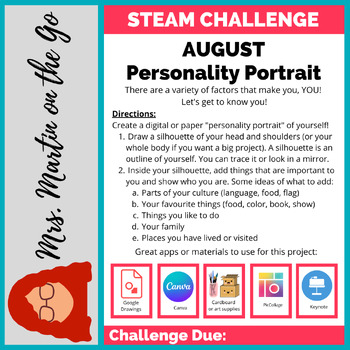 Preview of STEAM Challenge- August: Personality Portrait