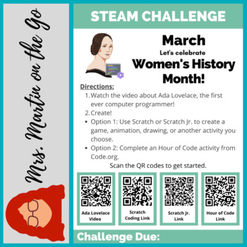 Preview of STEAM Challenge- March: Coding with Ada Lovelace