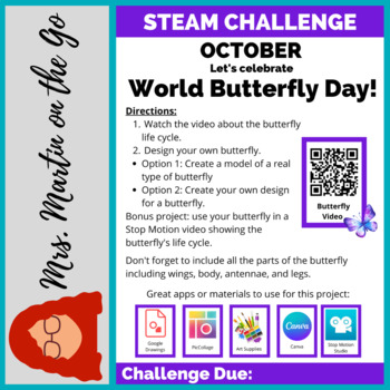 Preview of STEAM Challenge- October: World Butterfly Day
