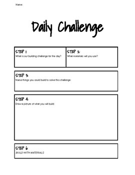 STEAM Daily Challenge Sheet by The Wandering Guybrarian -Jonathan Almon