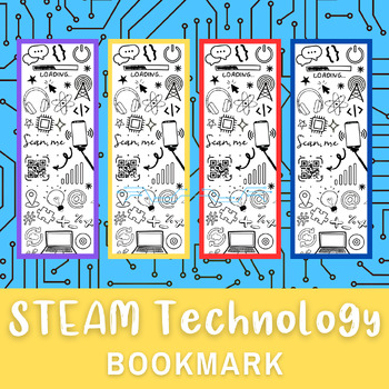 Preview of TECHNOLOGY Bookmark STEAM Doodle  | Coloring Page Line Art | Bookmarks to Color