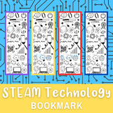 TECHNOLOGY Bookmark STEAM Doodle  | Coloring Page Line Art