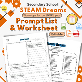 STEAM Dreams Prompt List & Worksheet - STEM / STEAM WarmUp