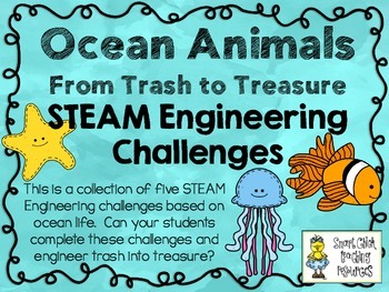 Preview of STEAM Engineering Challenge Pack ~ Ocean Animals: From Trash to Treasure