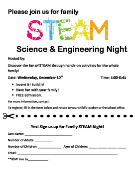 Preview of STEAM Family Night Flyer
