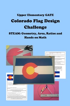 Preview of STEAM Geometry, Area, Ratios, Hands-on Math COLORADO FLAG DESIGN CHALLENGE