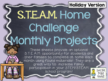 Preview of STEAM Home Challenges for Every Month ~ 18 Project Sheets for the Year!