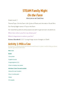 Preview of STEAM Night On The Farm PDF (activity description and take home packet)