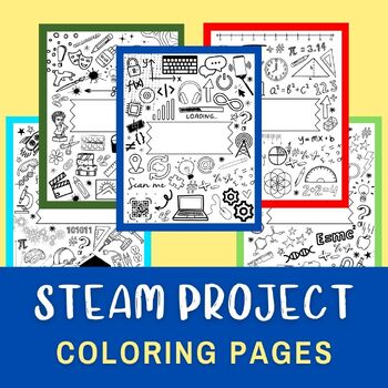 Preview of STEAM Makerspace Coloring Pages | Science, Technology, Engineering, Art, Math