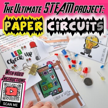 Preview of STEAM Project - Pre-made Paper circuit Design Cards with Video Instructions Fun!