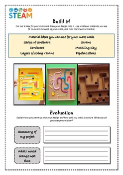 Preview of STEAM/STEM Build a Maze activity handouts