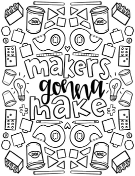 STEAM/STEM Coloring Sheets for Makerspace | hand-drawn by hipsterartteacher