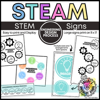Preview of STEAM/STEM Engineering Design Process Bulletin Board Poster Signs