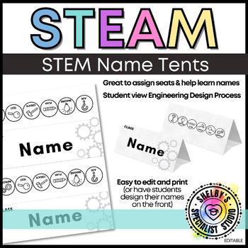 Preview of STEAM/STEM Name Cards/Tents Specialist Enrichment Classroom