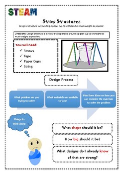 Preview of STEAM/STEM Paper Cup Straw Structure Activity Handouts