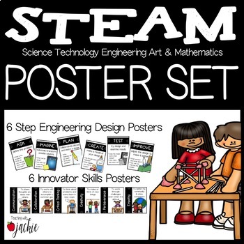Preview of STEAM (STEM) Poster Set: Engineering Process & Innovator 21st Century Skills