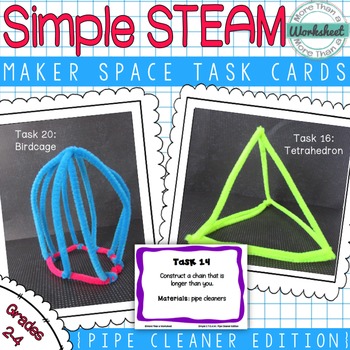 Preview of Maker Space Task Cards (Simple STEAM Pipe Cleaners)