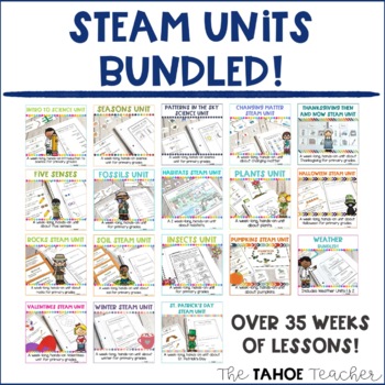 Preview of STEAM Units Bundle for the Whole Year! | Science Centers for Primary Grades