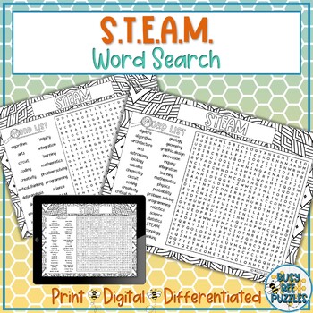 Preview of STEAM Word Search Puzzle Activity - Perfect for STEM or STEAM