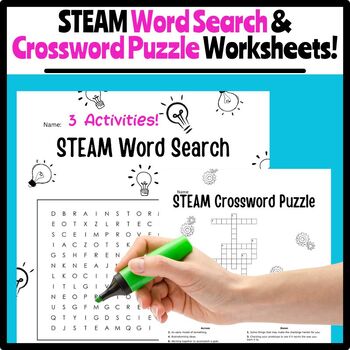 STEAM Word Search and Crossword Puzzle Worksheets by STEAM Treasure Trove