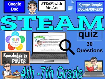 Preview of STEAM quiz- 4th-7th Grades- 30 True/False Questions with Answers