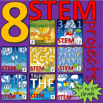 Preview of STEM: 8 Science Projects, lesson plans, worksheets, challenges and resources