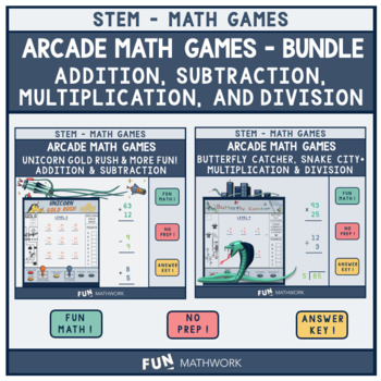 Preview of STEM - ARCADE MATH GAMES BUNDLE (ADDITION, SUBTRACTION, MULTIPLICATION,DIVISION)