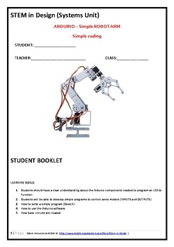 Preview of STEM ARDUINO Card ROBOTIC ARM STUDENT