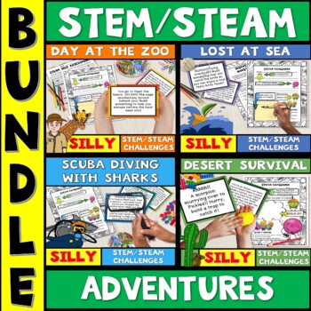 Preview of STEM Activities BUNDLE Silly Adventure STEAM Challenges for Elementary Kids